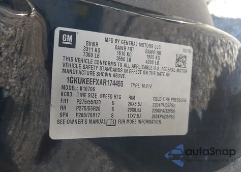 2010 GMC Yukon Denali z USA, uszkodzony, nr VIN 1GKUKEEFXAR174455